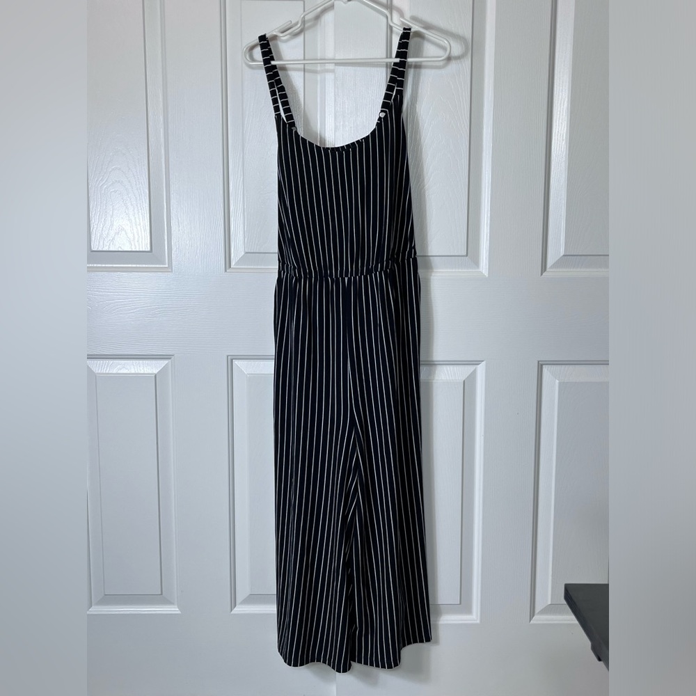 torrid Black and White Vertical Stripe Jumpsuit